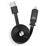 Кабель сетевой USB - Lightning, micro USB " Mirex " AM8MC чёрный, плоский, 1м, 1,0А, ПВХ