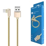 Кабель сетевой USB - micro USB " Borofone " BX26 Express золотой, круглый, боковой, 1м, 2,4А, ткань