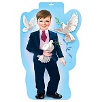 Плакат фигурный " Праздник " 936 А3 Школьник с голубями, глянцевый УФ-лак