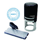 Печать самонаборная автоматическая " deVente " 8020, 2 круга, d=40мм синяя, в комплекте: штемпельная подушка, основная касса, пинцет, пластиковая, soft touch, в блистере