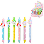 Ручка шариковая автоматическая " Basir " Единорог, синяя, 0,5мм, прозрачный корпус с лабиринтом, ассорти, клип с насадкой - единорог, картонный дисплей