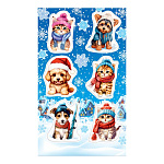 Наклейки " Мир открыток " 0-11 Новогодние- Котики и собачки, 98*159мм