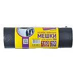 Мешки для мусора " Avikomp " 160л 10шт черные, толщина 32мкм, в рулоне, ПВД