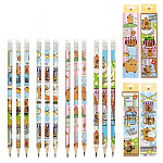 Карандаш ч/гр " Basir " Капибара HB с ластиком, шестигранный, дерево, цвет корпуса- ассорти, заточенный