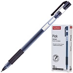 Ручка гелевая " Hatber " Pick черная 0,5мм, толщина письма 0,25мм, резиновый держатель, прозрачный пластиковый корпус, картонная упаковка