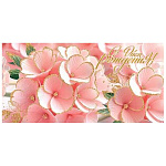 Конверт для денег " Мир открыток " 2-16 С Днем рождения! Розовые цветы, 168*83мм, рельеф, золотые блестки, без текста