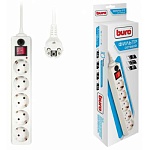Сетевой фильтр " Buro " 10м 5 розеток, 10А, защита от короткого замыкания, защита от перегрева, белый