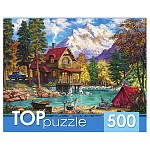 Пазлы " TOPpuzzle " 500элементов Домик у озера в горах 48,5*34,5см, картонная упаковка 15,2*19,2*6,8см