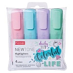 Набор текстовыделителей 4цв, пастель, 1-5мм, Newtone " Hatber " ПВХ упаковка, европодвес