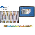 Ручка шариковая автоматическая " Basir " синяя, 0,5мм, корпус с рисунком ромбики, цветная крошка, ассорти (без возможности выбора цвета)