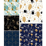 Упаковочная бумага " Миленд " 70*100см  1л Современная коллекция, ассорти, 5 дизайнов, 90г/м2