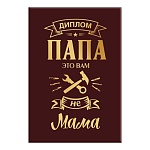 Диплом двойной папы А6 629 " Хорошо " Мужской- Рабочие инструменты, глянцевая ламинация, фольга, картон, текст, подсказ
