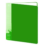 Папка 60файлов " Бюрократ " А4 зеленый , пластик 0,7мм,торцевой карман с бумажной вставкой