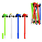 Ручка шариковая " Basir " Мотоспорт, 0,5мм, съемный резиновый наконечник- мотоцикл, цветной корпус, ассорти, пластиковая упаковка