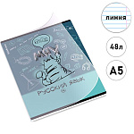 Тетрадь с пластиковой обложкой А5 48л линия " Erich Krause " Котоформулы, Русский язык, офсет, скоба, скругленные углы, 1 дизайн в коробке