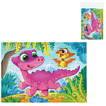 Пазл-рамка " Рыжий кот " 15элементов Друзья динозаврики, 18*25,5см, картонная упаковка 0,9*26*18,9см