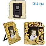 Фоторамка " KWELT " пластик,магнит+ножка Вальс влюбленных 3*4см,серебро,золото