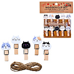 Прищепки декоративные " Mazari " Котики деревянные 10шт 3,5*0,7мм, пакет, европодвес