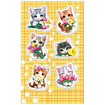Наклейка " Мир открыток " 0-11 А6 Котята с букетами