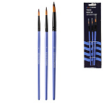 Набор кистей " Стихия " 3шт синтетика для акварели и гуаши круглые №4, 6, 10, картонный блистер, европодвес