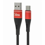 Кабель сетевой USB - Type-C " Mirex " BC-015t чёрно-красный, круглый, 1,2м, 3,0А, силикон