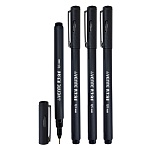 Набор капиллярных ручек (линеров) " deVente " 4шт Art 0,1, 0,3, 0,5, 0,8мм, черные, круглый корпус, металлический клип, в пластиковой упаковке