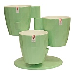 Набор кашпо " Миленд " Ruby Трио, 1л, Мята, 3шт: h=24см, d=11,4см, высота подставка- 24см, пластик