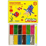 Пластилин " Каляка-Маляка " 12цв 180г со стеком, оптимальная мягкость, отсутствие запаха, картонная упаковка