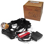 Фонарь налобный аккумуляторный 3*5см 4 режима работы (3 режима - белый свет, 1 режим - синий свет), регулировка рассеивания света, наборе: зарядное устройство, 2 аккумуляторных li-ion батареи, регулируемые налобные лямки, функция регулирования свечения по