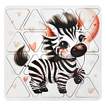 Пазлы деревянные " Задира " 20элементов Зебра, деревянная рамка 20*20*0,5см, термоусадочная пленка