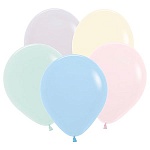 Шар латексный " Браво " пастель 12"/30см макаронс, ассорти из 5 цветов