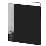 Папка 60файлов " Бюрократ " А4 черный , пластик 0,7мм торцевой карман с бумажной вставкой