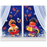 Наклейки " Праздник " 940 Новогодние- Пара снегирей, 334*242мм, двусторонняя, ПВХ