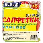 Салфетки вискозные " Housemaid " 30*38см 10шт ассорти, индивидуальная упаковка
