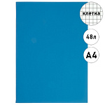 Тетрадь А4 48л клетка " Hatber " SoloMatte- Небесная лазурь, офсет, на скобе, обложка - мелованный картон, ламинация soft-touch, запечатанный титульный лист, 1 дизайна в коробке