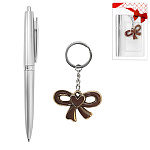 Набор подарочный " KWELT " 2в1 ручка шариковая автоматическая, синяя, брелок, пластиковая упаковка, европодвес