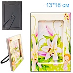 Фоторамка " KWELT " пластик Красивые цветы 13*18см, вставка- стекло, задняя часть- бумвинил, ножка