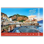 Альбом А4 40л спираль жесткая подложка " Проф-Пресс " Город у воды, обложка- мелованный картон, блок- офсет 100г/м2