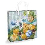 Пакет Новогодний ПЭ " Интерпак " с пластиковой ручкой МП, 30*30см 150мкм Зимнее время