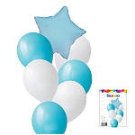 Набор шаров " Браво " Голубой микс 7в1, состав: 18"/46см фольгированный шар звезда - 1шт, 12"/30см латексные шары голубые- 6шт