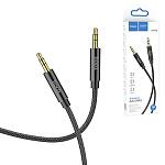 Кабель Aux Jack 3,5mm - Jack 3,5mm " Hoco " Upa19 черный, круглый, 1м, нейлон