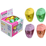 Точилка " deVente " Pastel 1 отверстие, с контейнером, картонная упаковка, ассорти