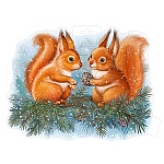 Плакат фигурный " Империя поздравлений " 933 А3 Новогодний- Белки на ветке