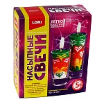 Свеча насыпная " Lori " Цветовая гармония в наборе: цветной воск 5цв, фитиль, стеклянный подсвечник, ложечка, палочка для рисования узоров, инструкция