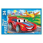 Пазлы " Рыжий кот " Макси. 24элементов Быстрые гонки 30*21,5см, картонная упаковка 28,5*19*3,5см