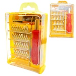 Отвертка с битами " Hengfeng tools " 32в1, пинцет, пластиковый бокс, европодвес, 8*11*2,5см