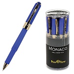 Ручка шариковая " Bruno Visconti " Monaco синяя 0,5мм, толщина письма 0,4мм, корпус пластик, металл, покрытие soft touch, цвет корпуса синий, металлический наконечник, колпачок с металлическим клипом, пластиковый бокс