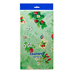 Скатерть одноразовая " Интерпак " 120*180см, 35мкм, ПВД, Земляника, пакет, европодвес
