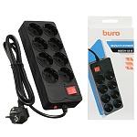Сетевой фильтр " Buro "  1,8м 8 розеток, 10А, без защитных шторок, защита от короткого замыкания, защита от перегрева, черный