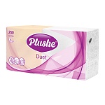 Салфетки бумажные 1-слойные " Plushe " Duet, 250шт Пастель/Белая, 100% целлюлоза, 24*24см